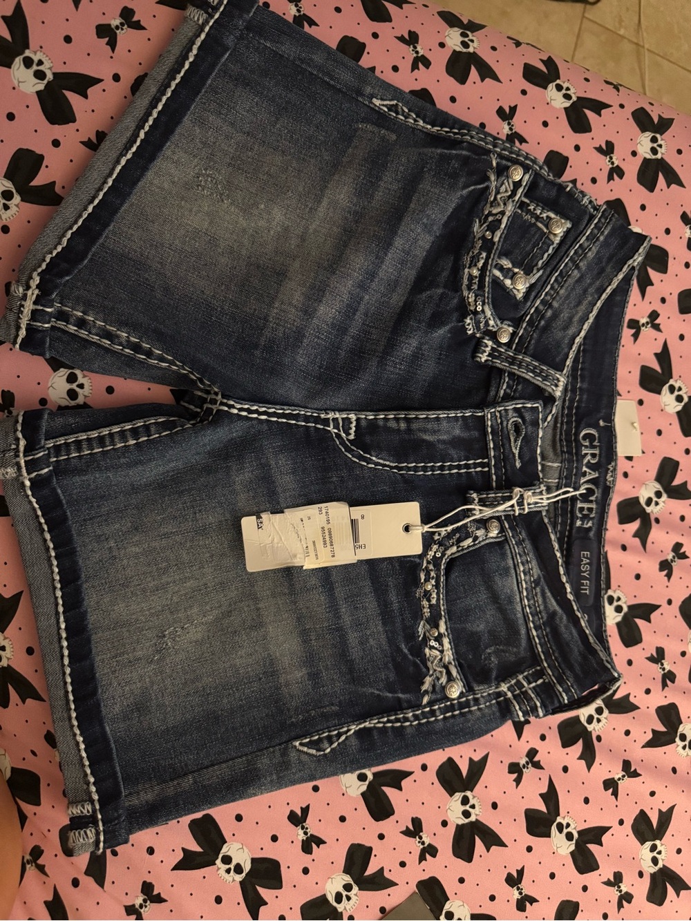 Grace Dark Blue Distressed Denim Shorts